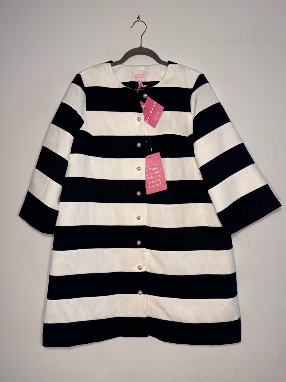 Tuckernuck x Atlantic Pacific Navy and White Millie Coat Dress Striped Button - Picture 5 of 7